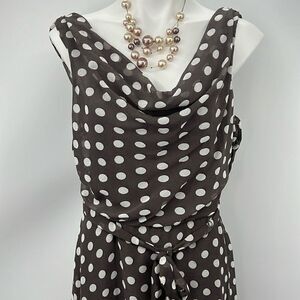 Robert Louis polka dot cowl neckline midi dress